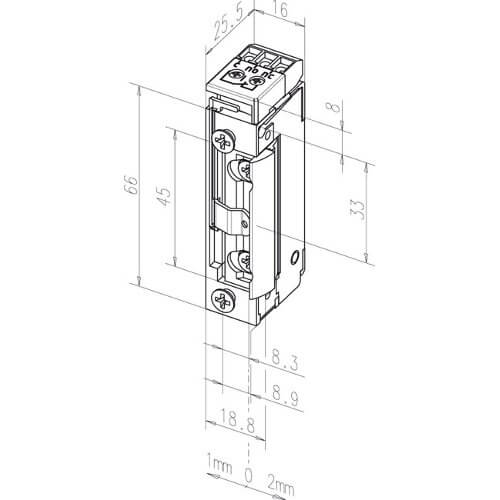 Eff-Eff elektrische deuropener 118RR - Technische tekening